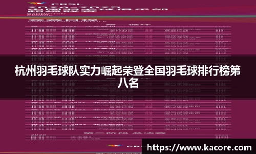 杭州羽毛球队实力崛起荣登全国羽毛球排行榜第八名